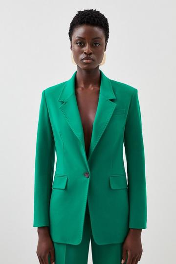 Green Tailored Single Breasted Pocket Detail Blazer