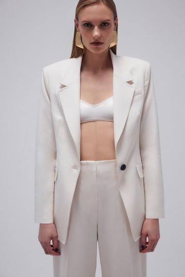 Tailored Single Breasted Pocket Detail Blazer ivory