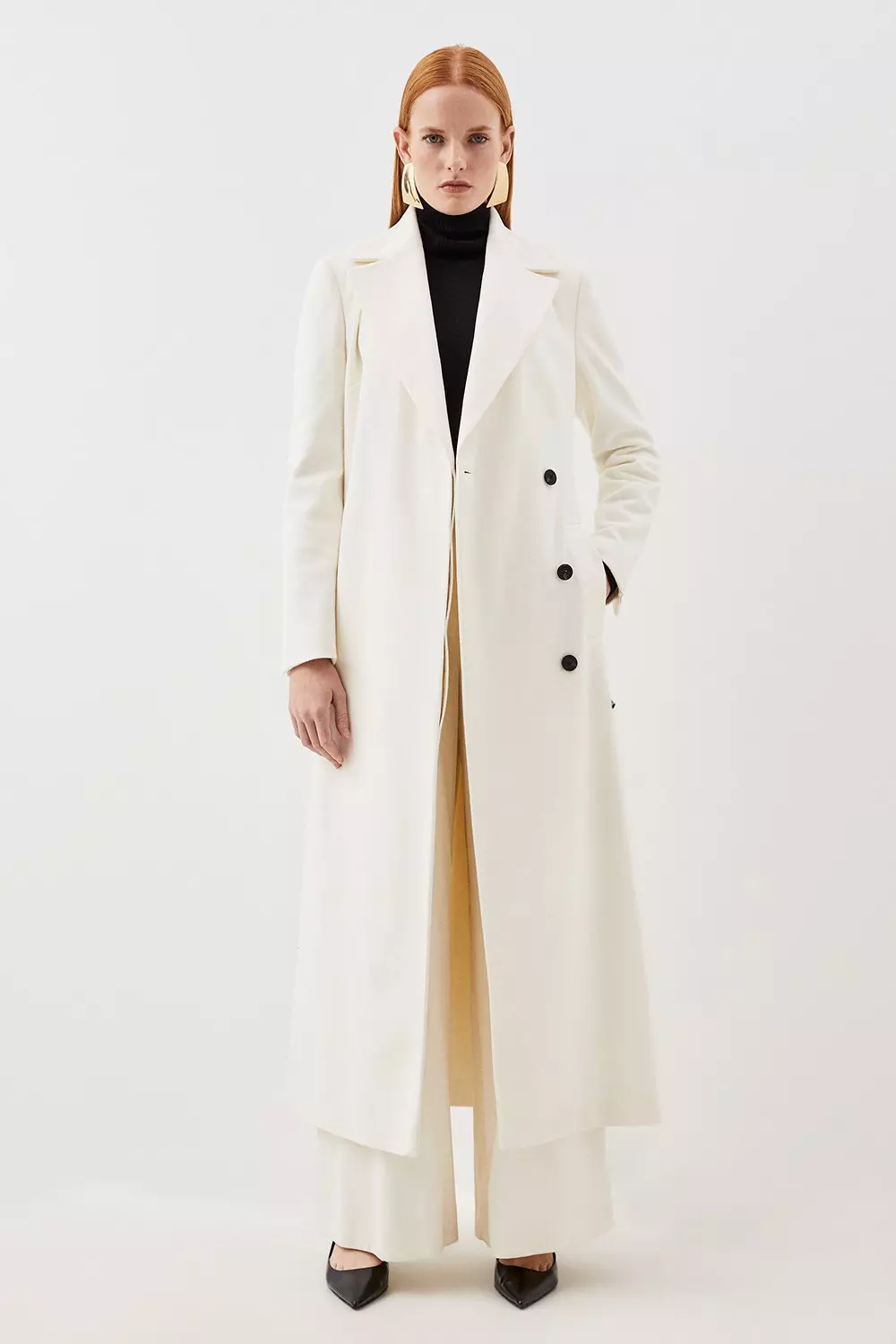 Italian Manteco Wool Blend Belted Midi Coat