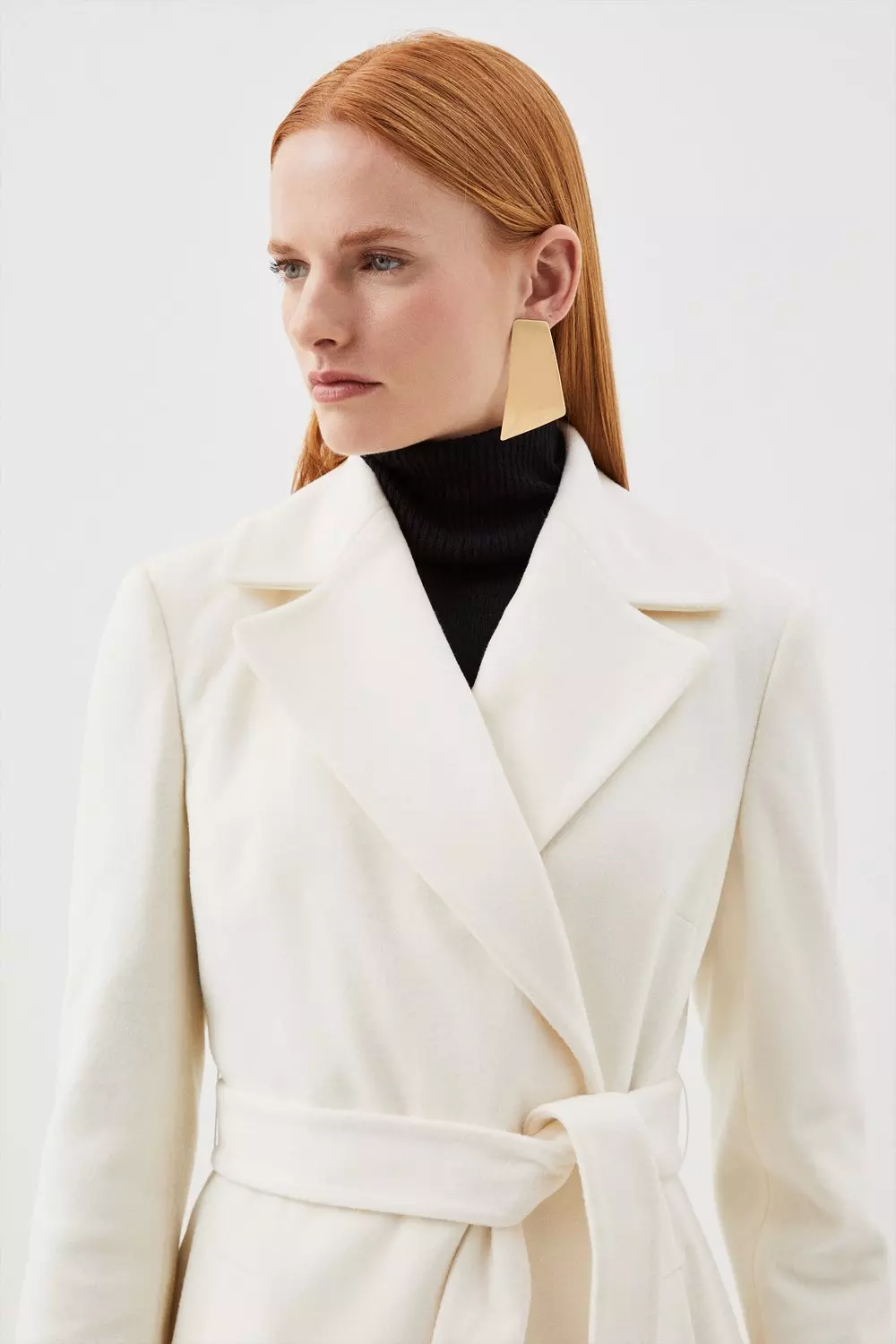 Cream wool 2024 wrap coat