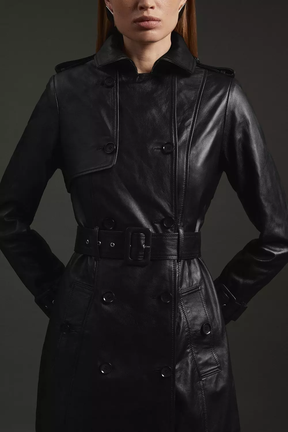 Leather Trench Belted Mac Coat