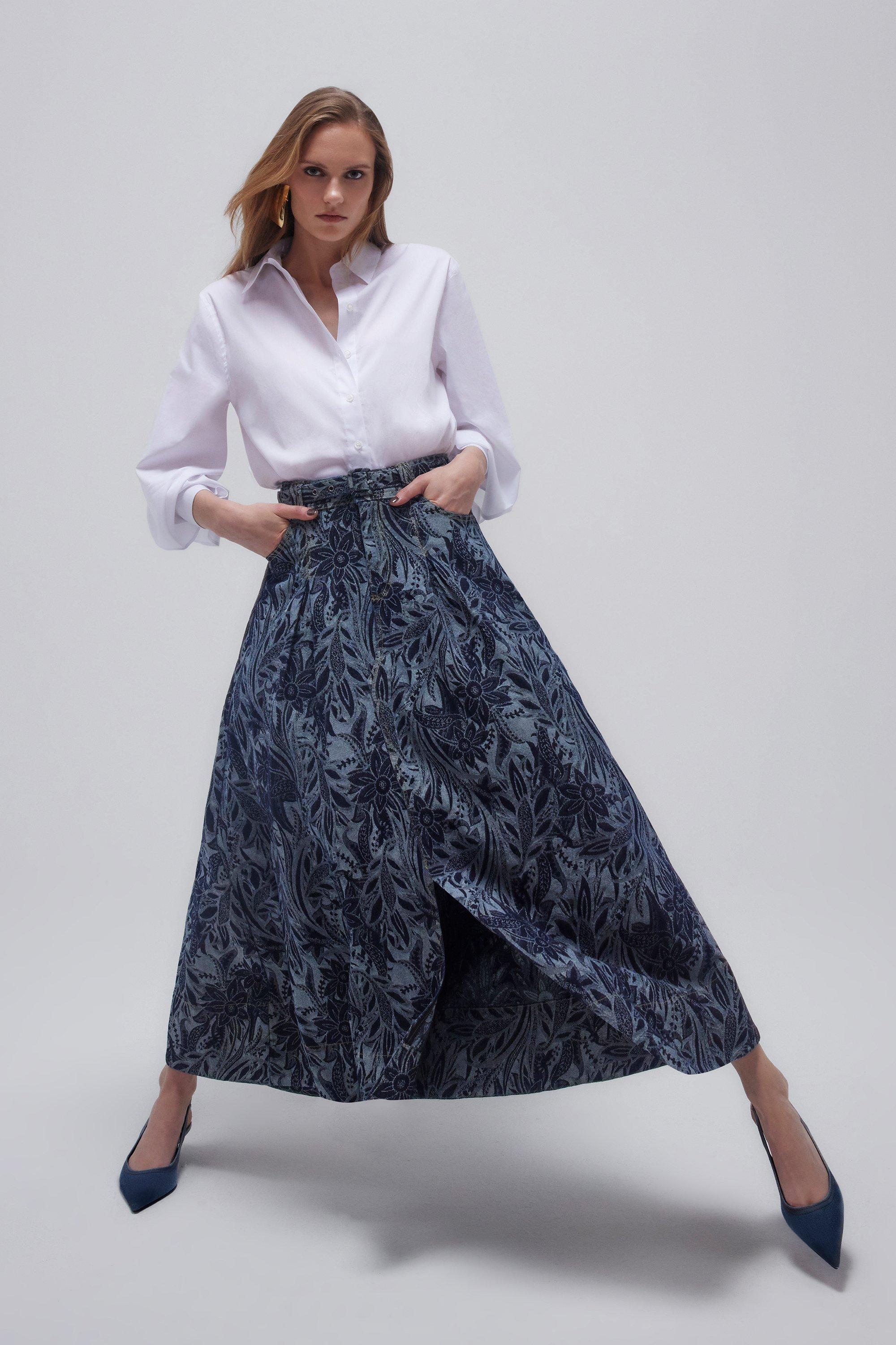 Ruched Detailing Woven Midaxi Skirt