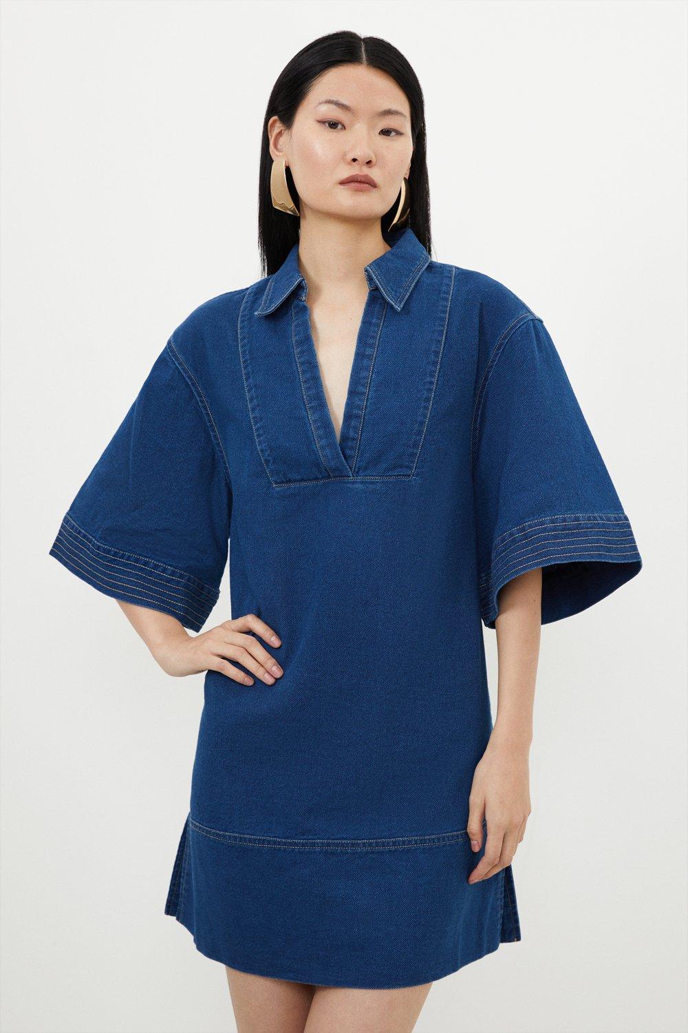 Zara blue clearance denim dress