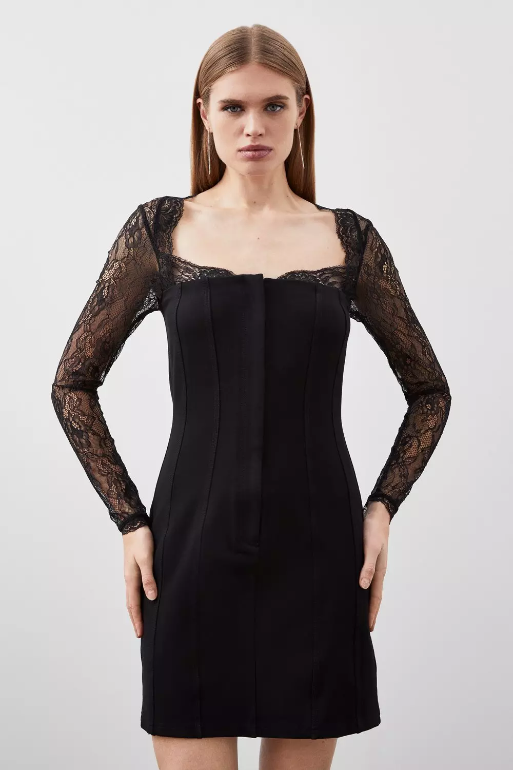 Karen millen hot sale black lace dress