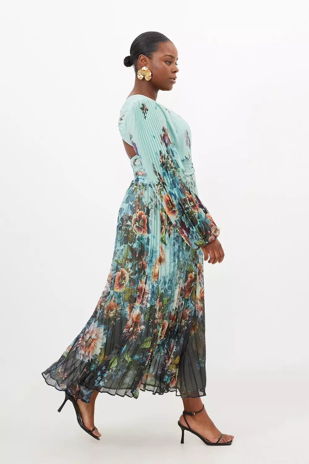 Woven Floral Cut Out Maxi Dress