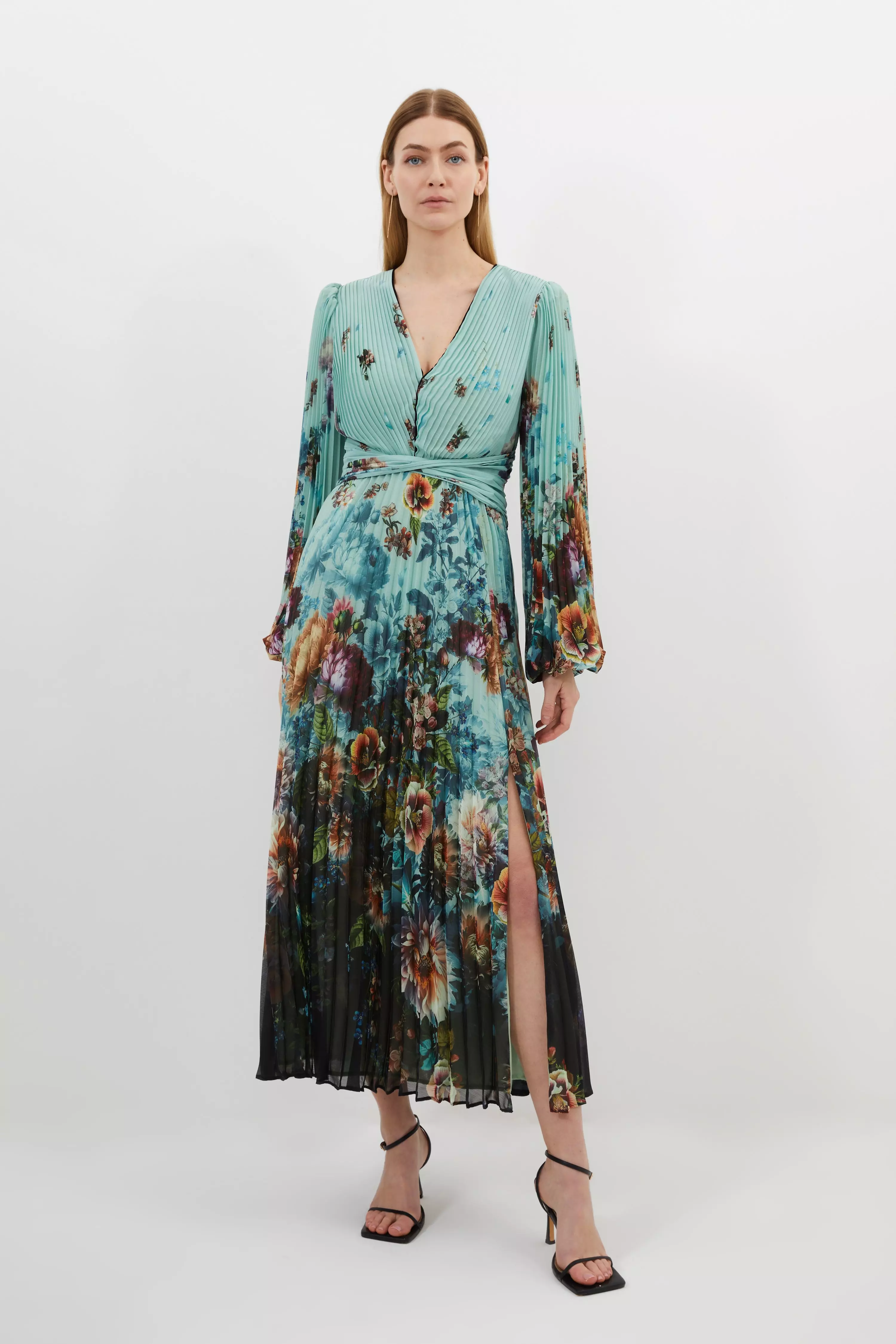 Woven Floral Cut Out Maxi Dress