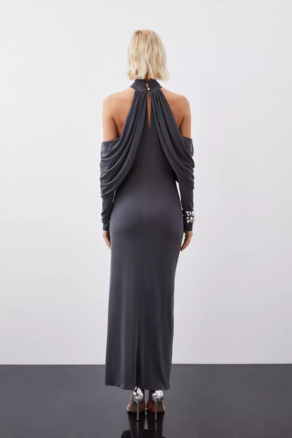 Lydie Chain Halter Maxi Dress, Black, Dresses