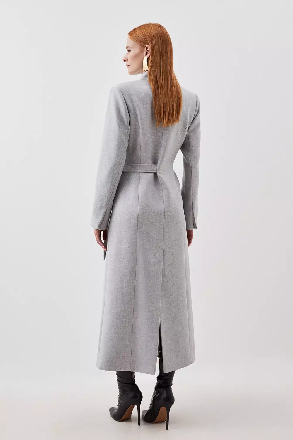 Asymmetrical belted shop maxi wool coat