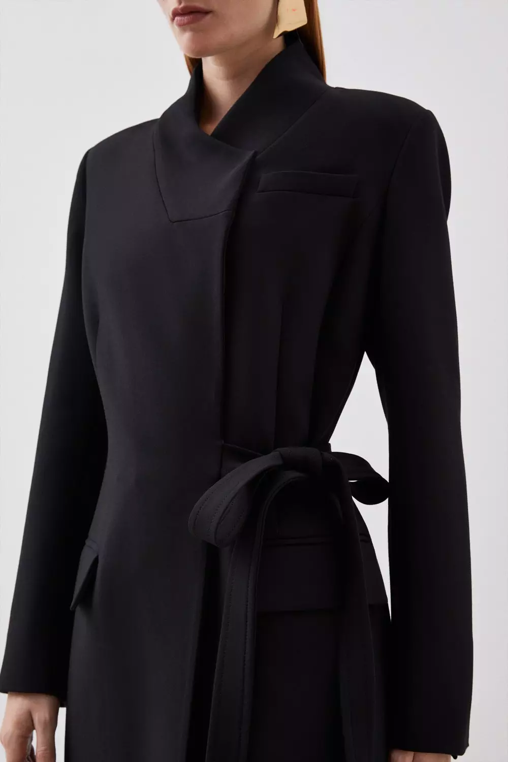 Mk asymmetrical belted outlet coat