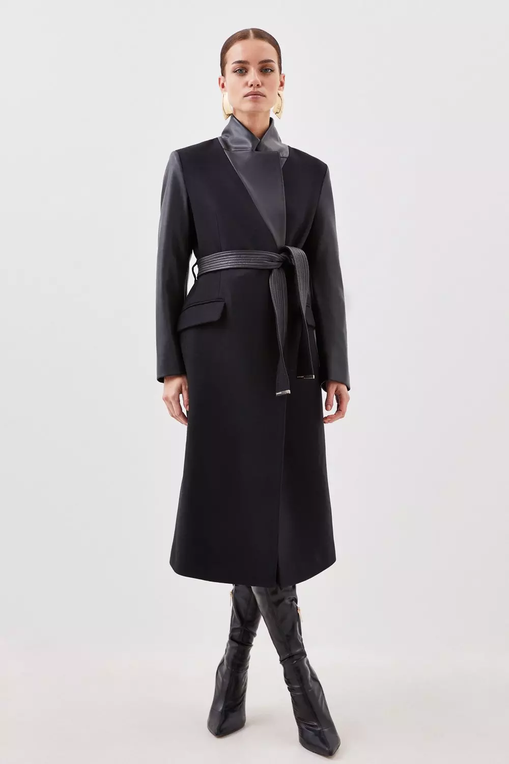 Petite long black wool clearance coat