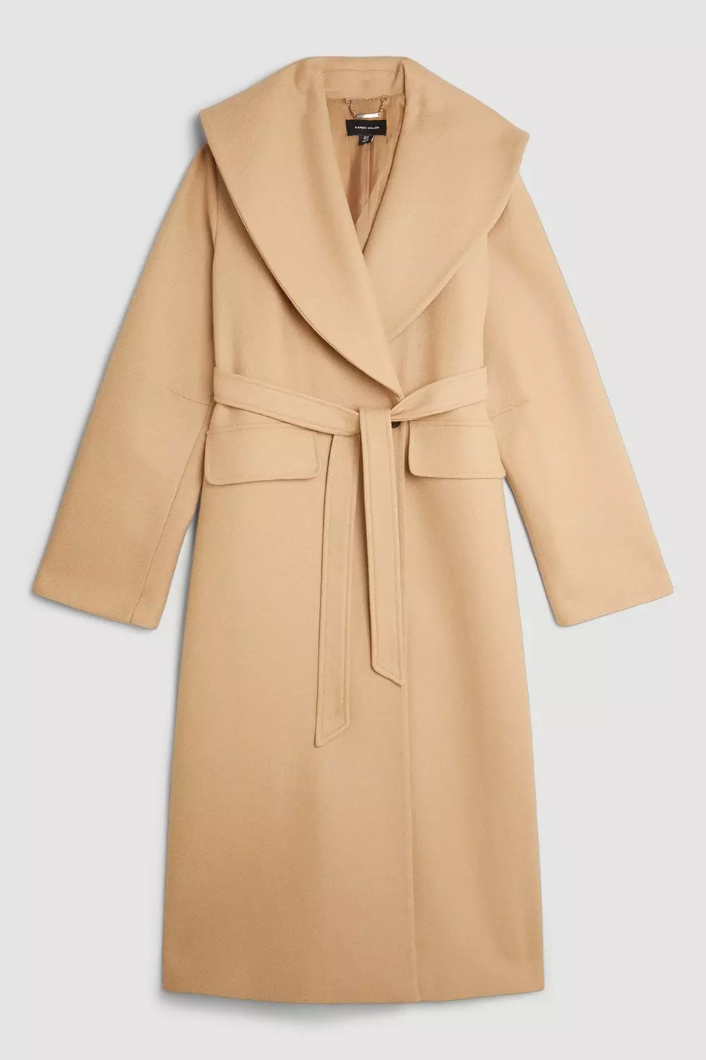 Italian Manteco Wool Oversize Collar Belted Coat | Karen Millen