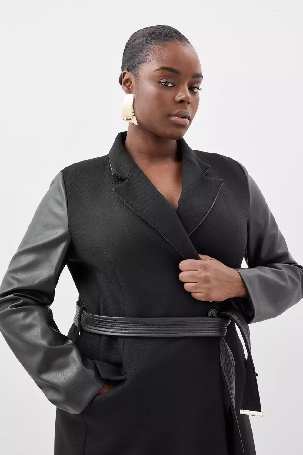 Plus size store wrap coat