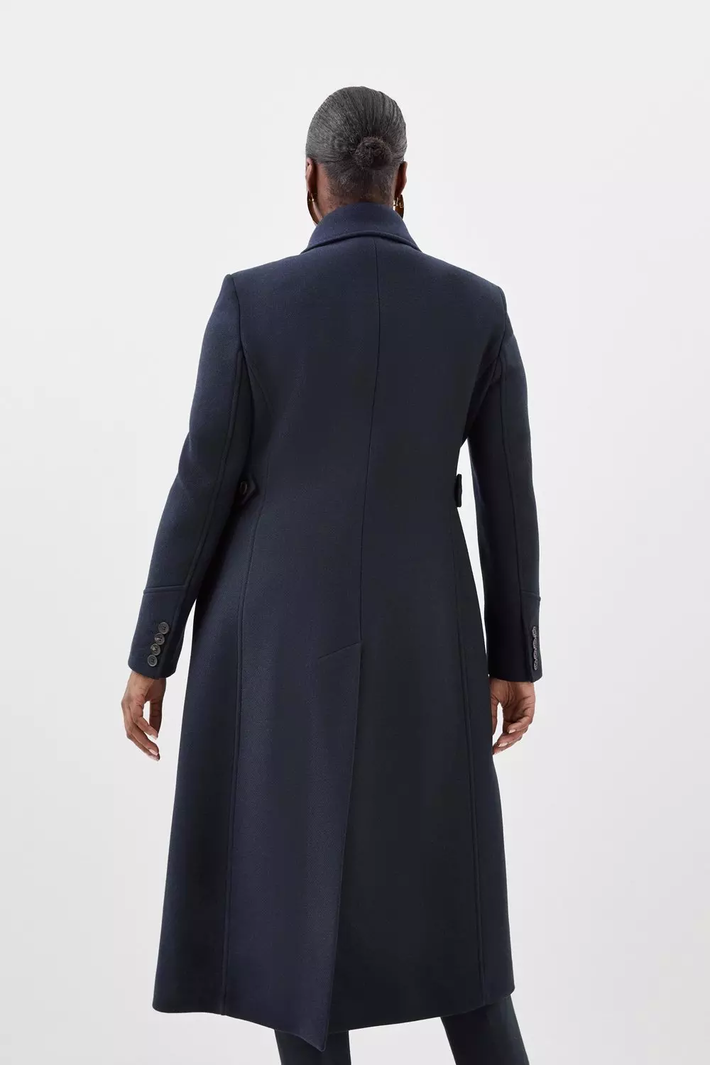 Plus Size Italian Manteco Wool Blend Double Breasted Tab Detail Coat