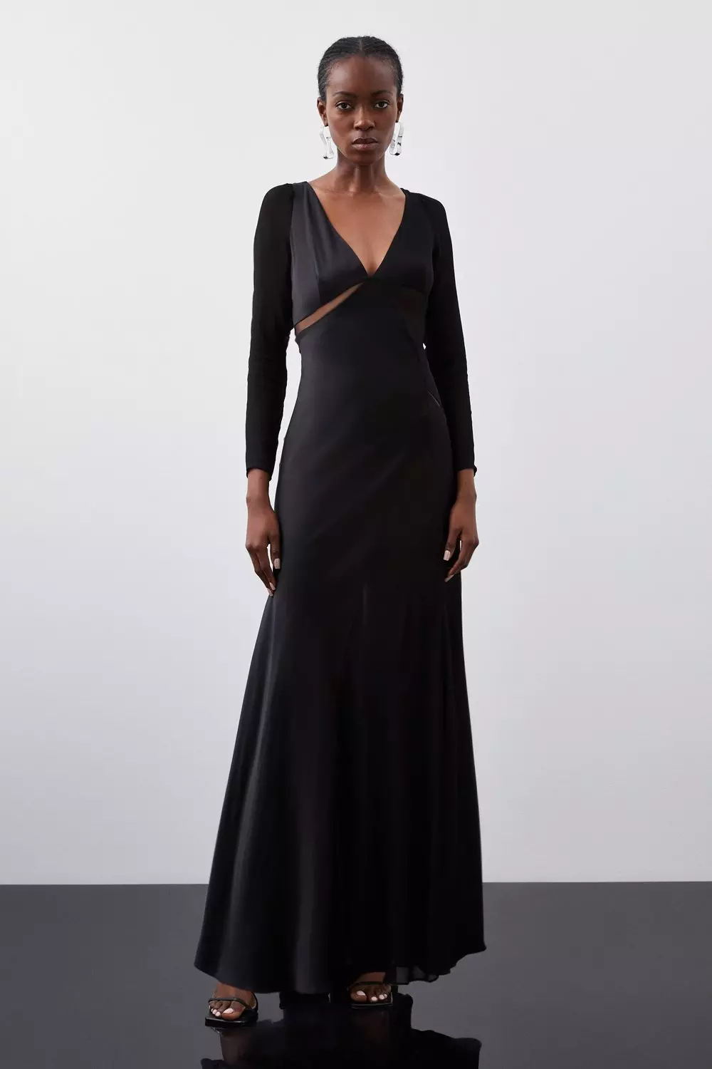 Karen millen black hot sale long sleeve dress