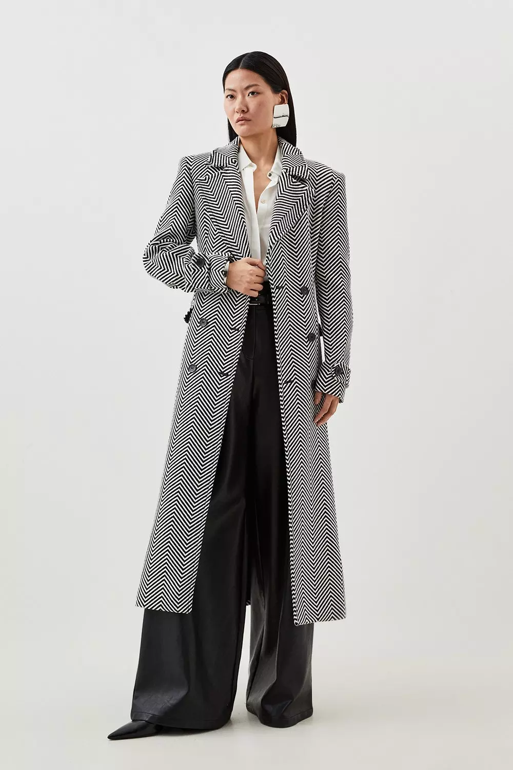 Longline single hot sale breasted coat