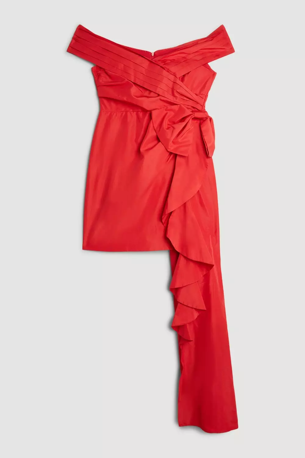 Tailored Off Shoulder Bow Drape Detail Mini Dress | Karen Millen