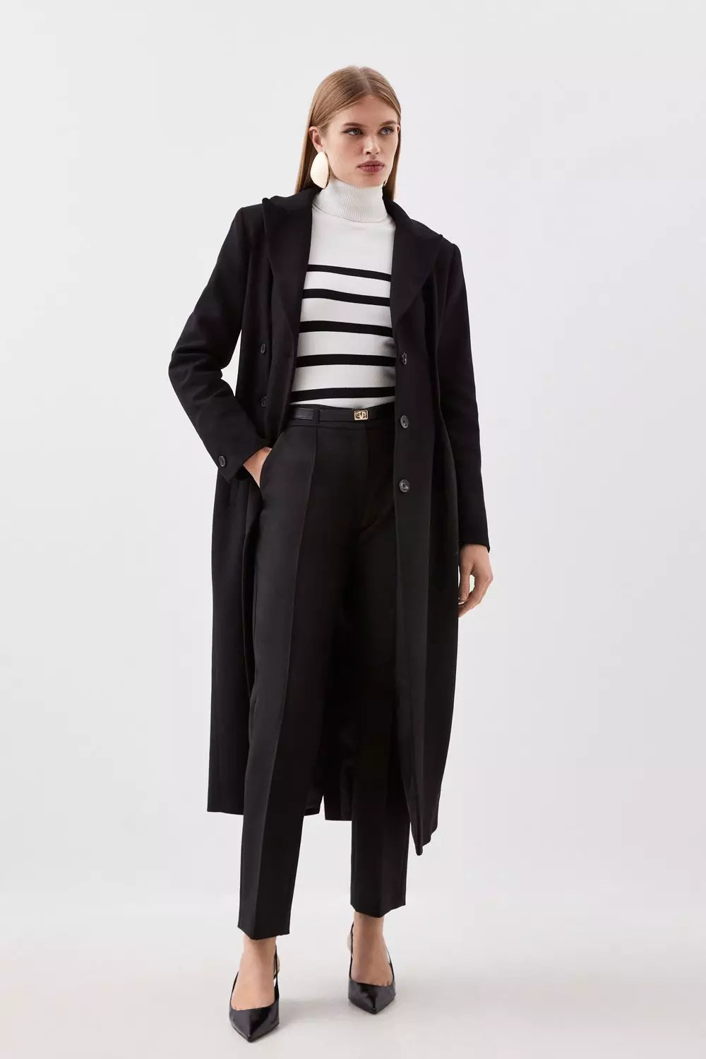 Karen millen tie shop waist tailored coat