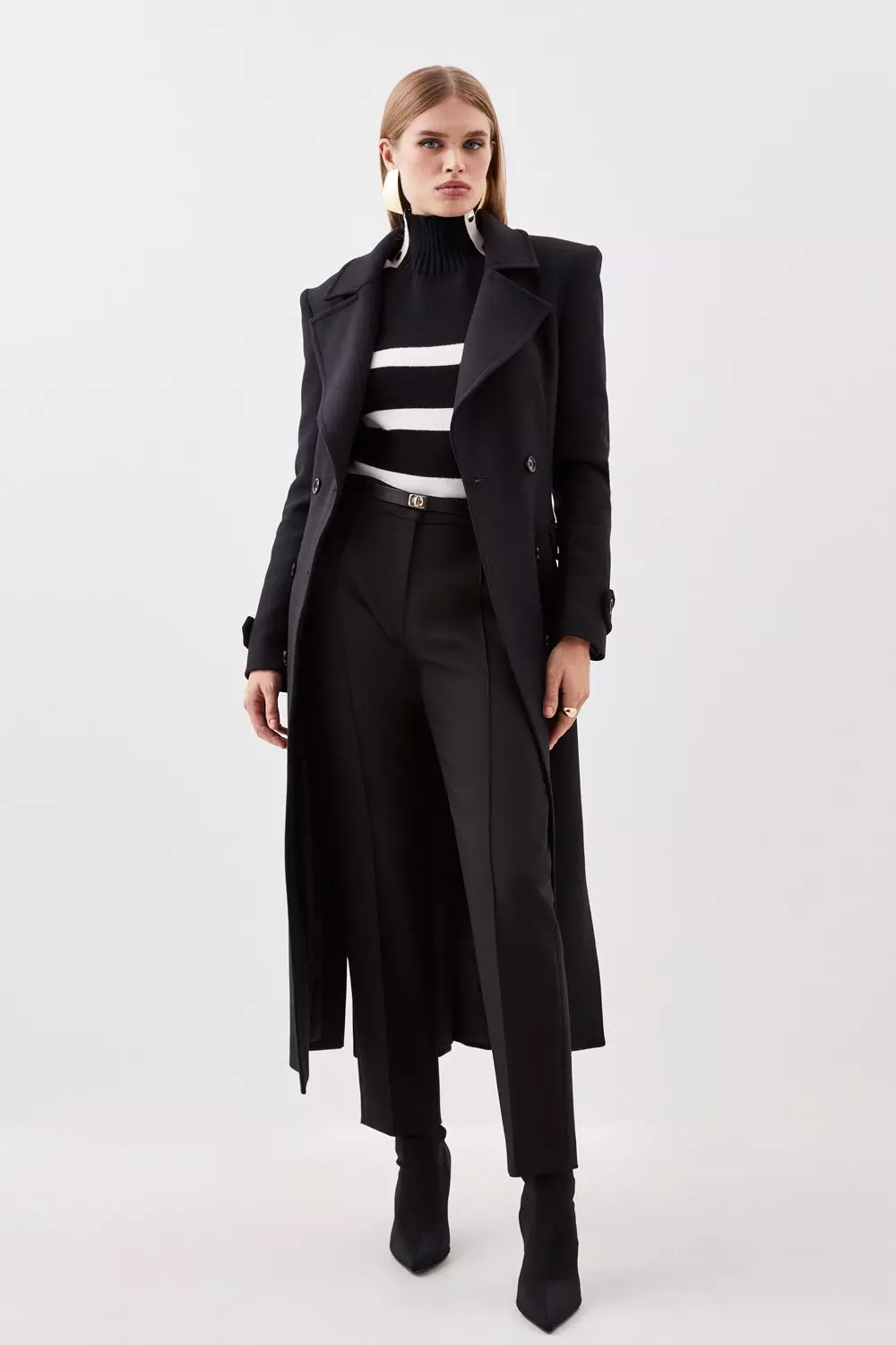 Karen millen long black on sale coat