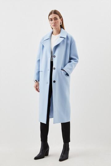Blue Italian Wool Oversize Boxy Coat