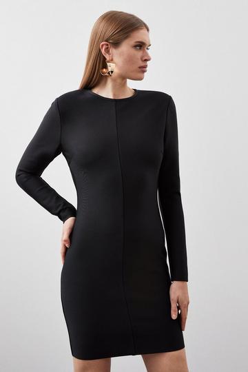 Black Figure Form Bandage Knit Mini Dress
