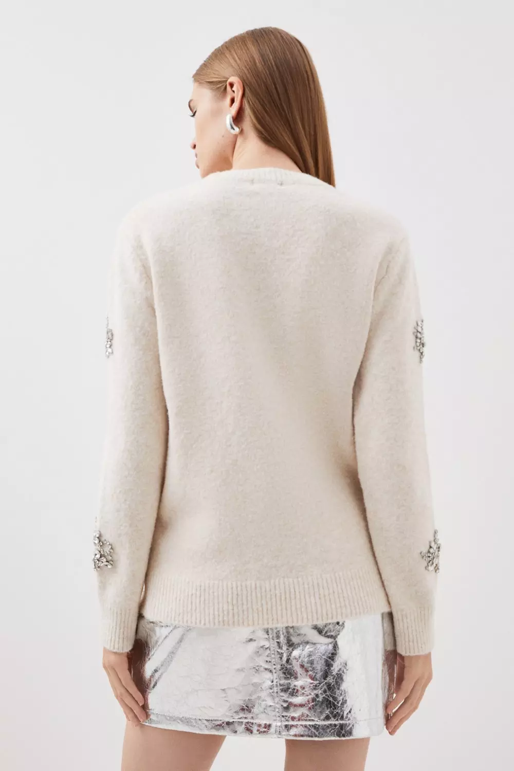 Wool Blend Embellished Cosy Knit Sweater Karen Millen