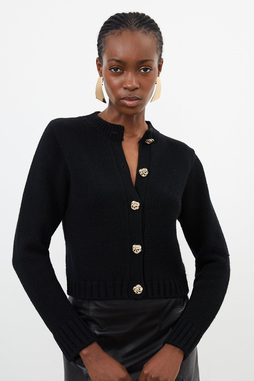 Black button up online cardigan women's