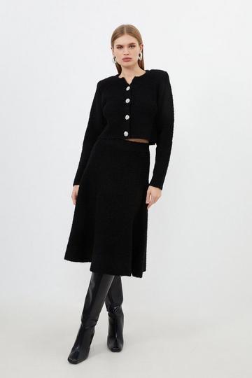 Boucle Knit Midi Skirt black