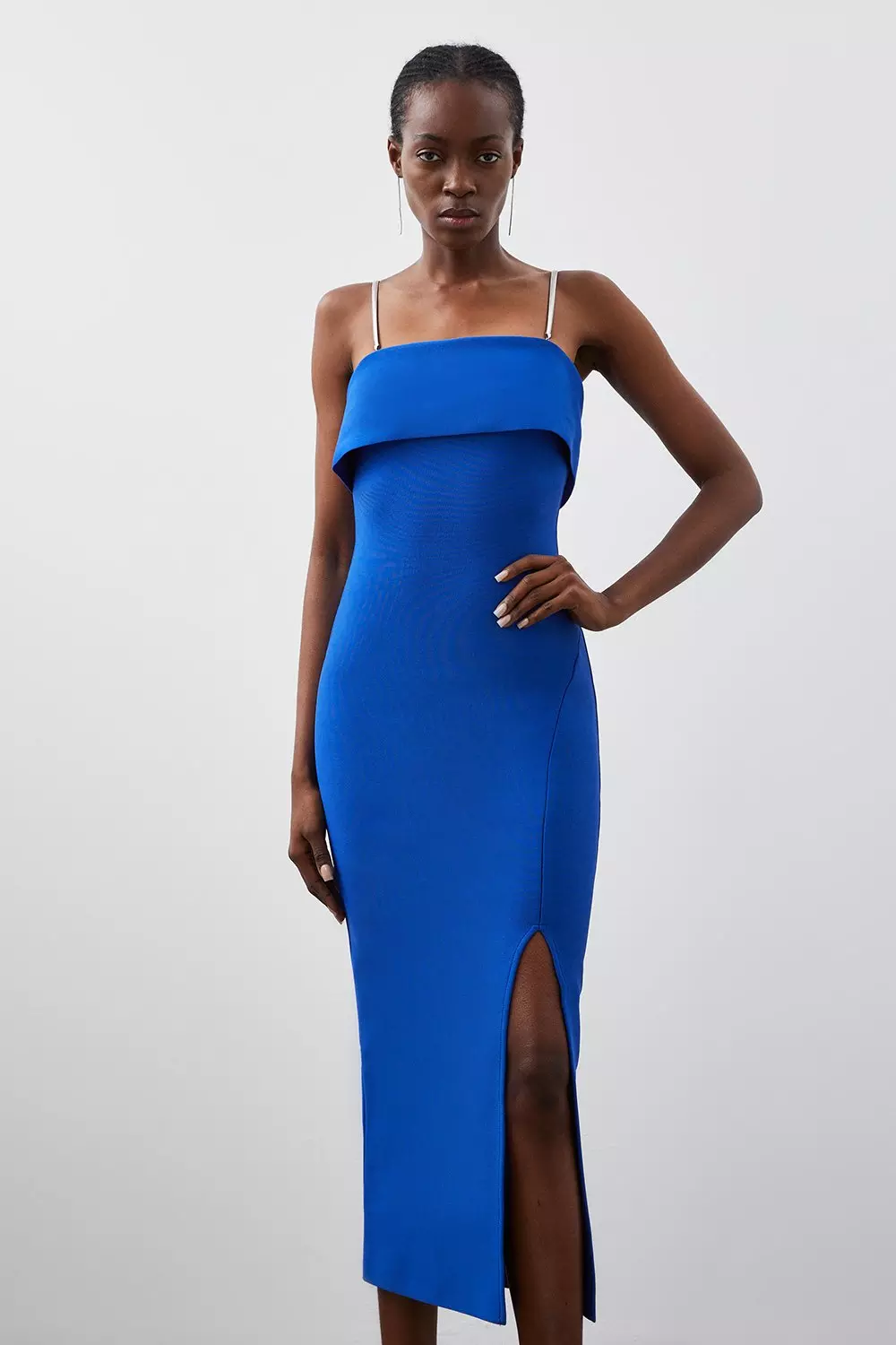 Figure Form Bandage Chain Strap Knit Midaxi Dress | Karen Millen