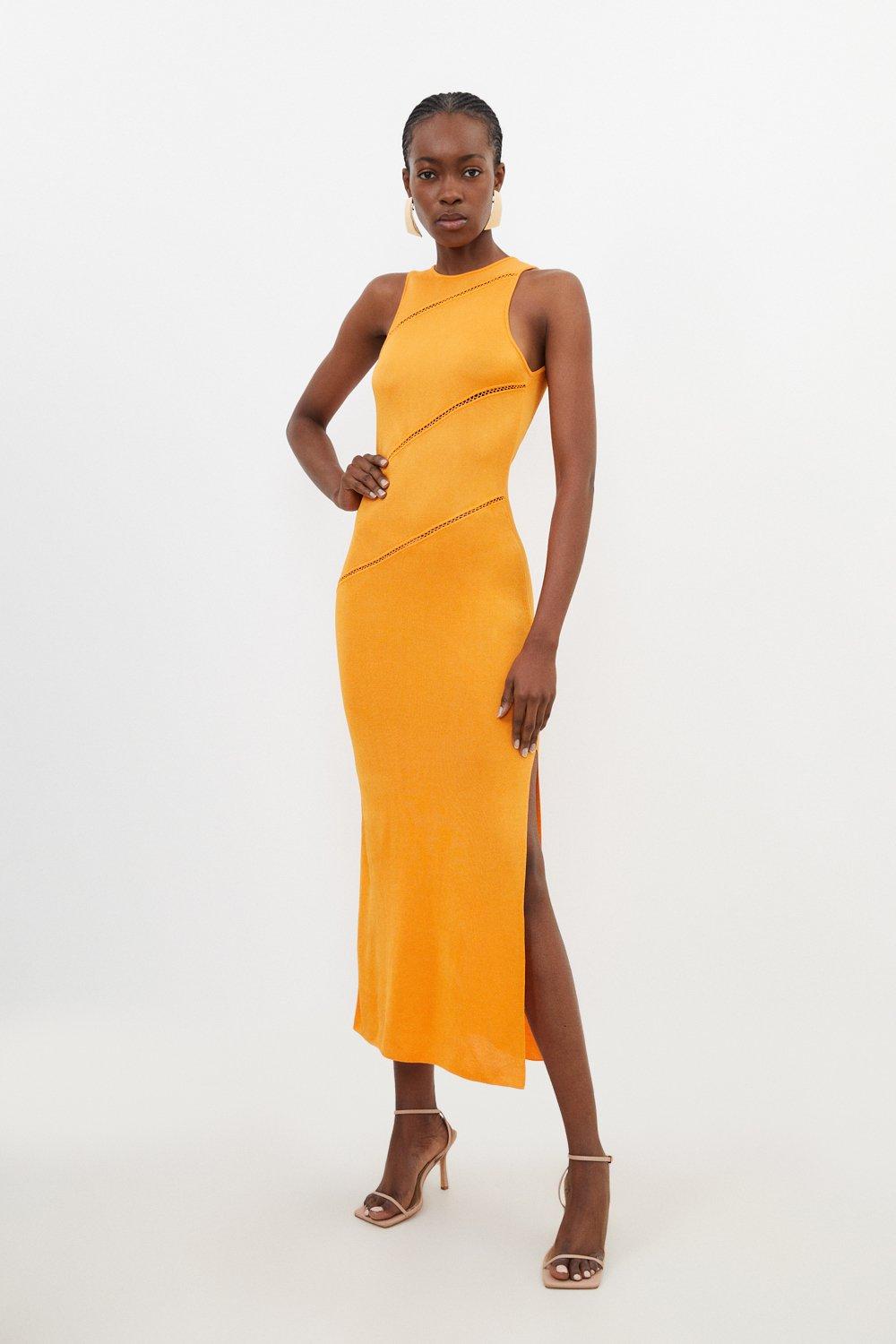 Yellow bodycon 2025 midi dress