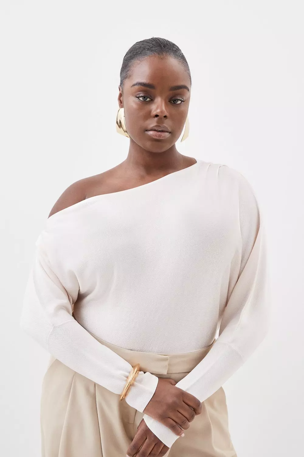 Plus size one outlet shoulder sweater