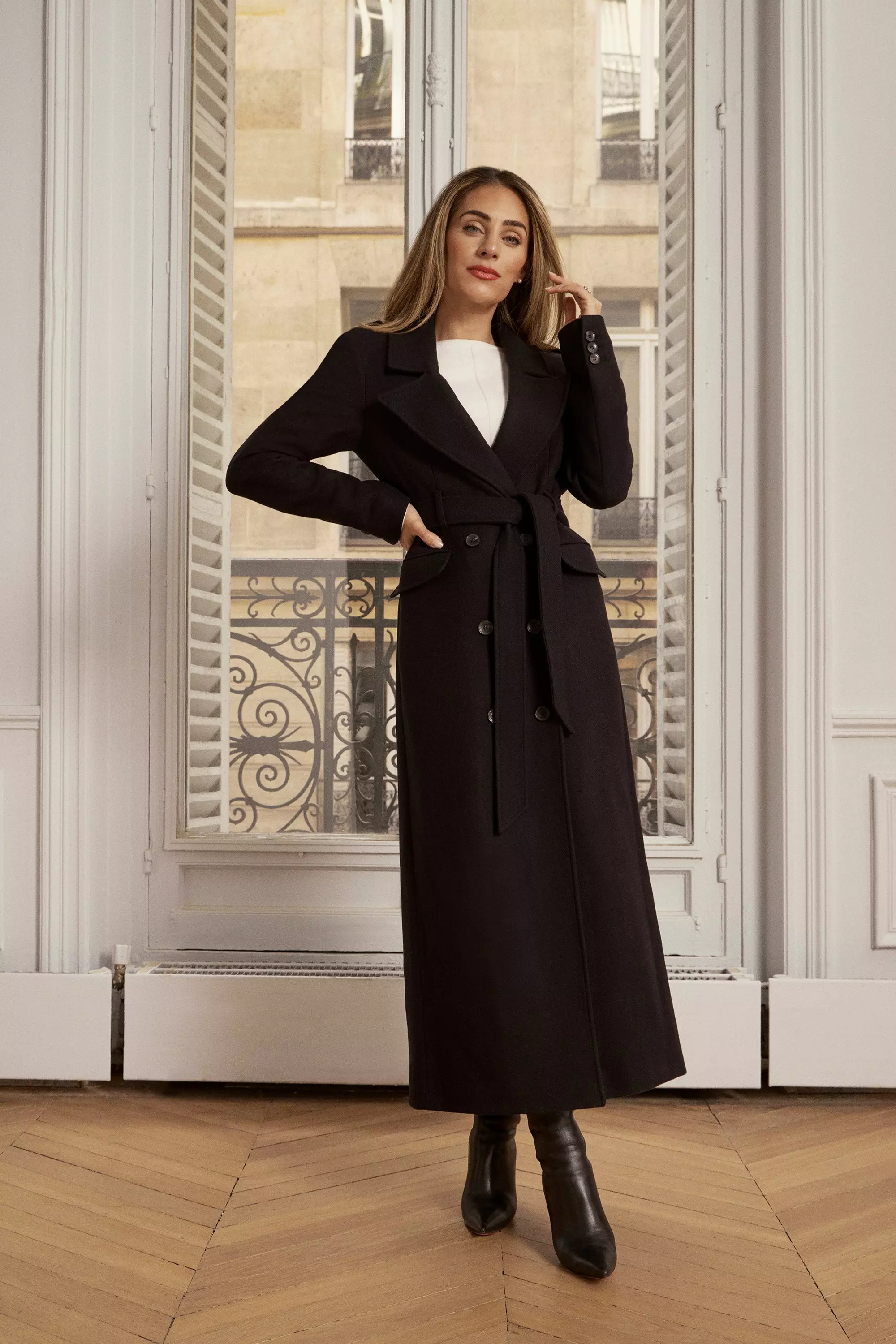 Karen millen tie on sale waist tailored coat