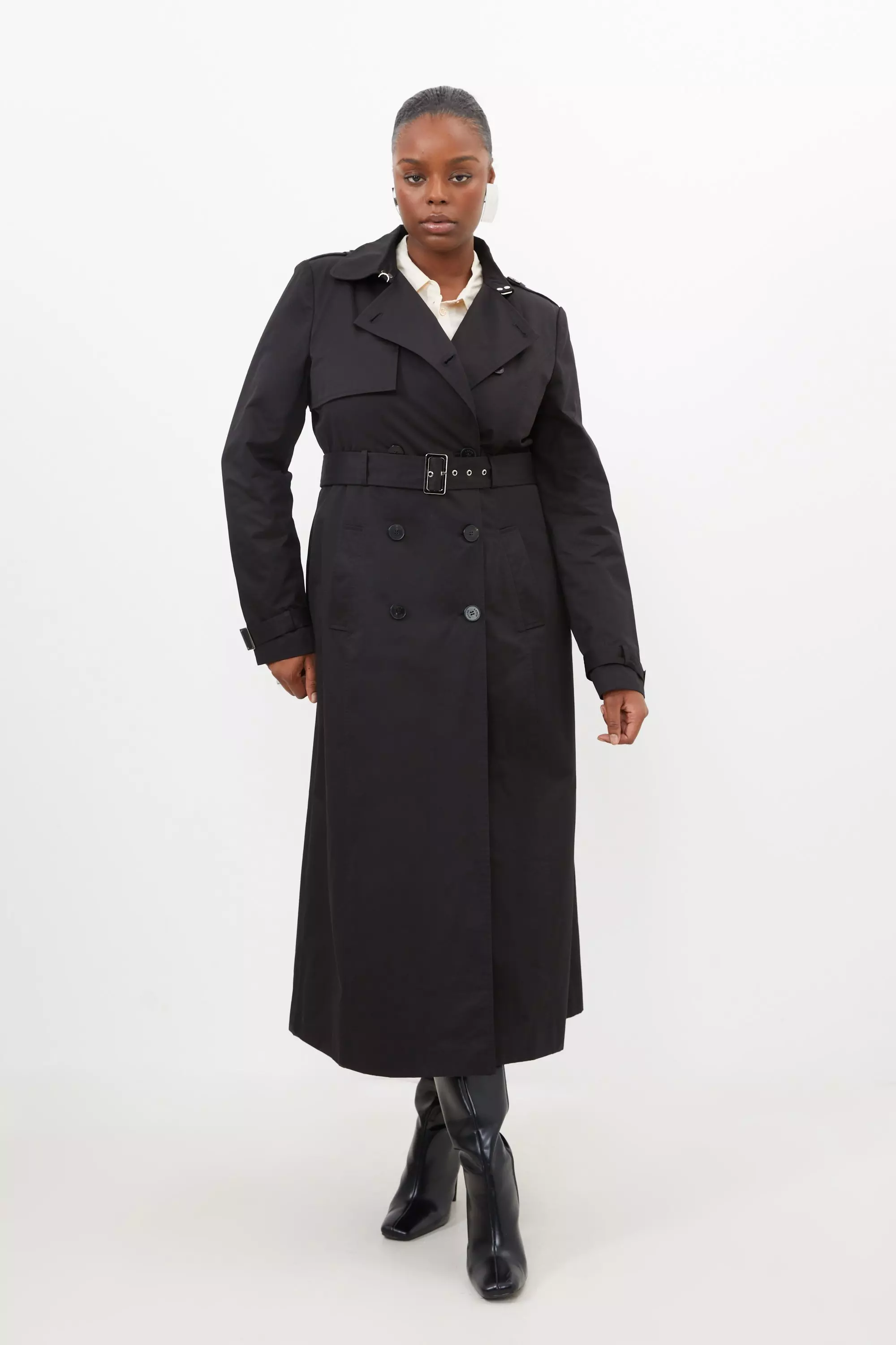 Plus size double hot sale breasted trench coat