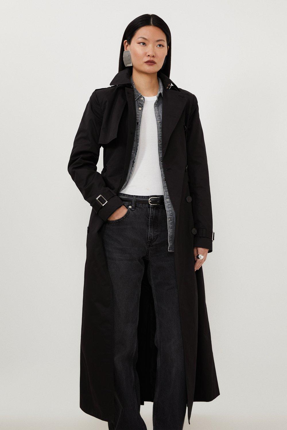 Tailored Classic Belted Trench Coat - Black