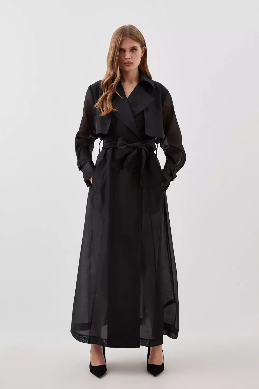 Lydia Millen Tailored Sheer Panelled Full Skirted Trench Coat