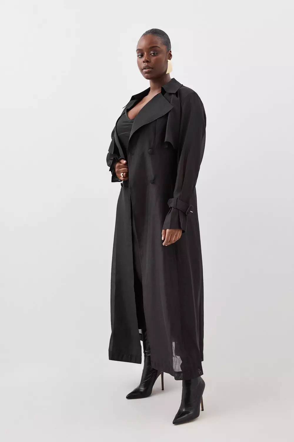 Lydia Millen Plus Tailored Sheer Panelled Full Skirted Trench Coat