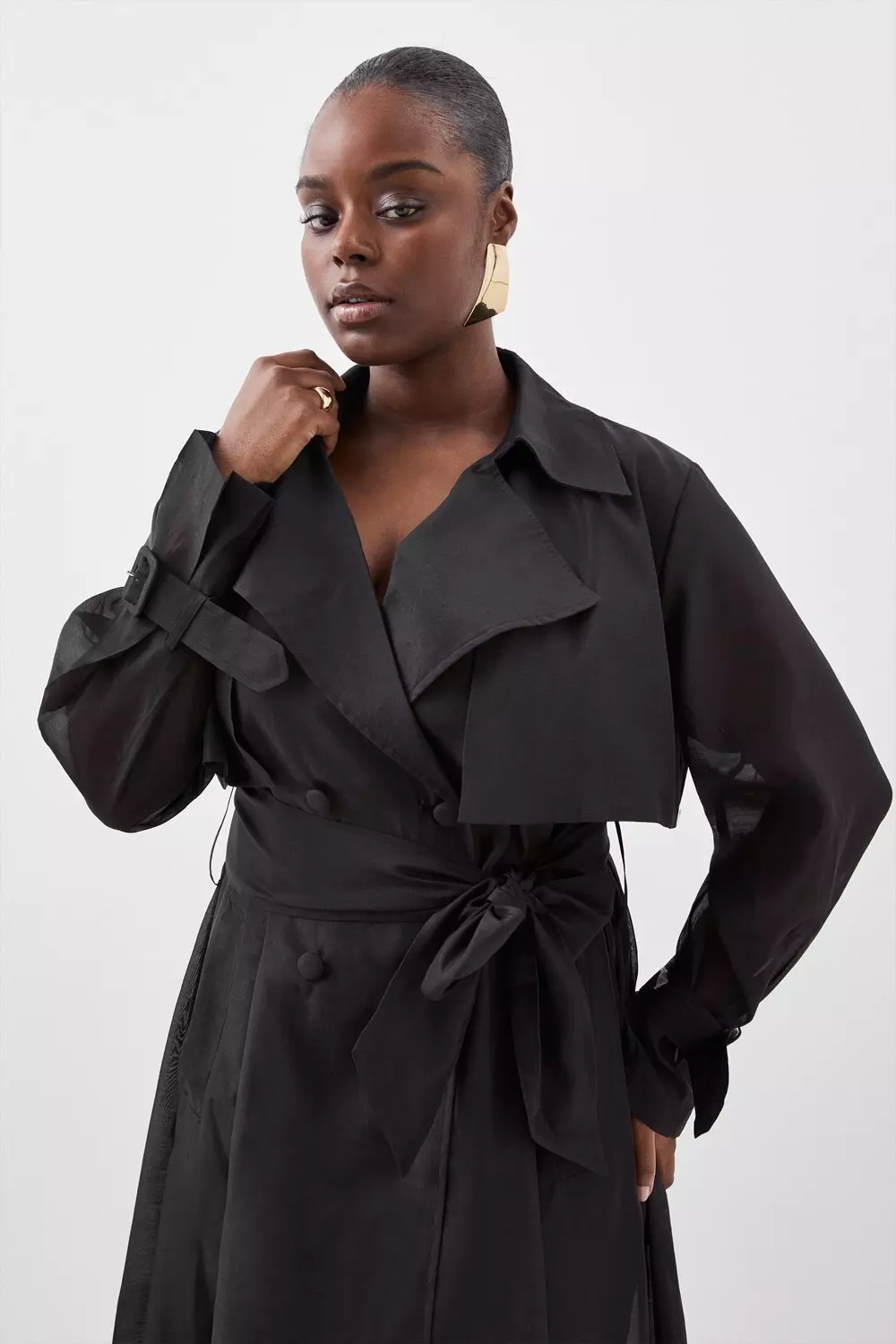 Black wrap cheap around coat