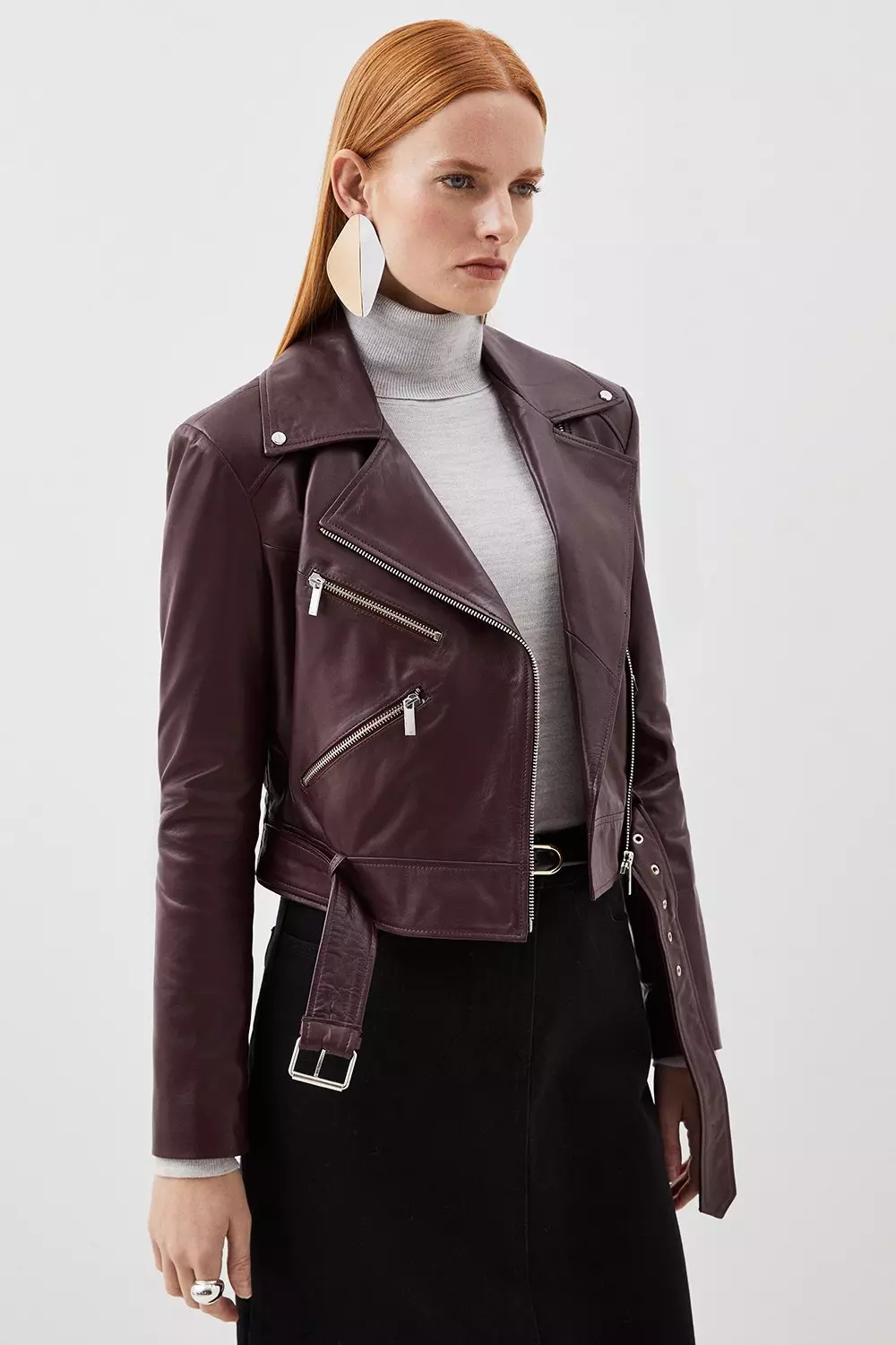 Asymmetric Zipper Leather Jacket