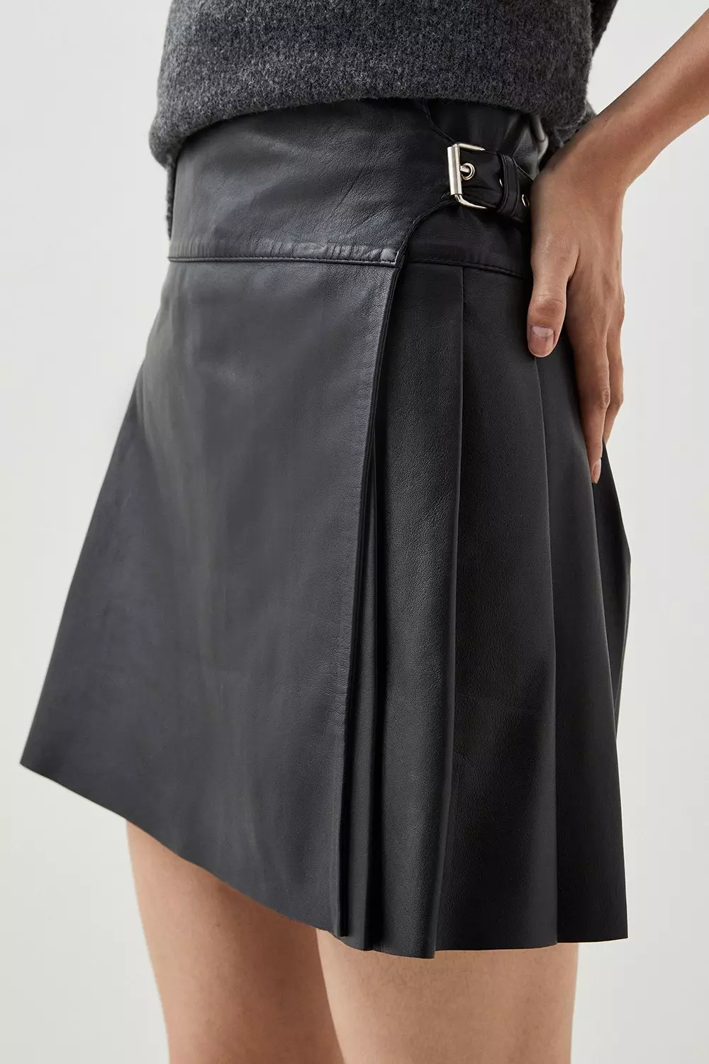 Leather pleated outlet skirt mini