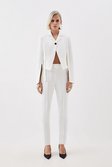 Ivory The Founder Tailored Compact Stretch High Waist Slim Leg Pants