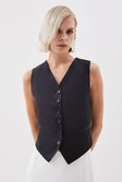 Black The Founder Tailored Wool Blend Tie Detail Vest