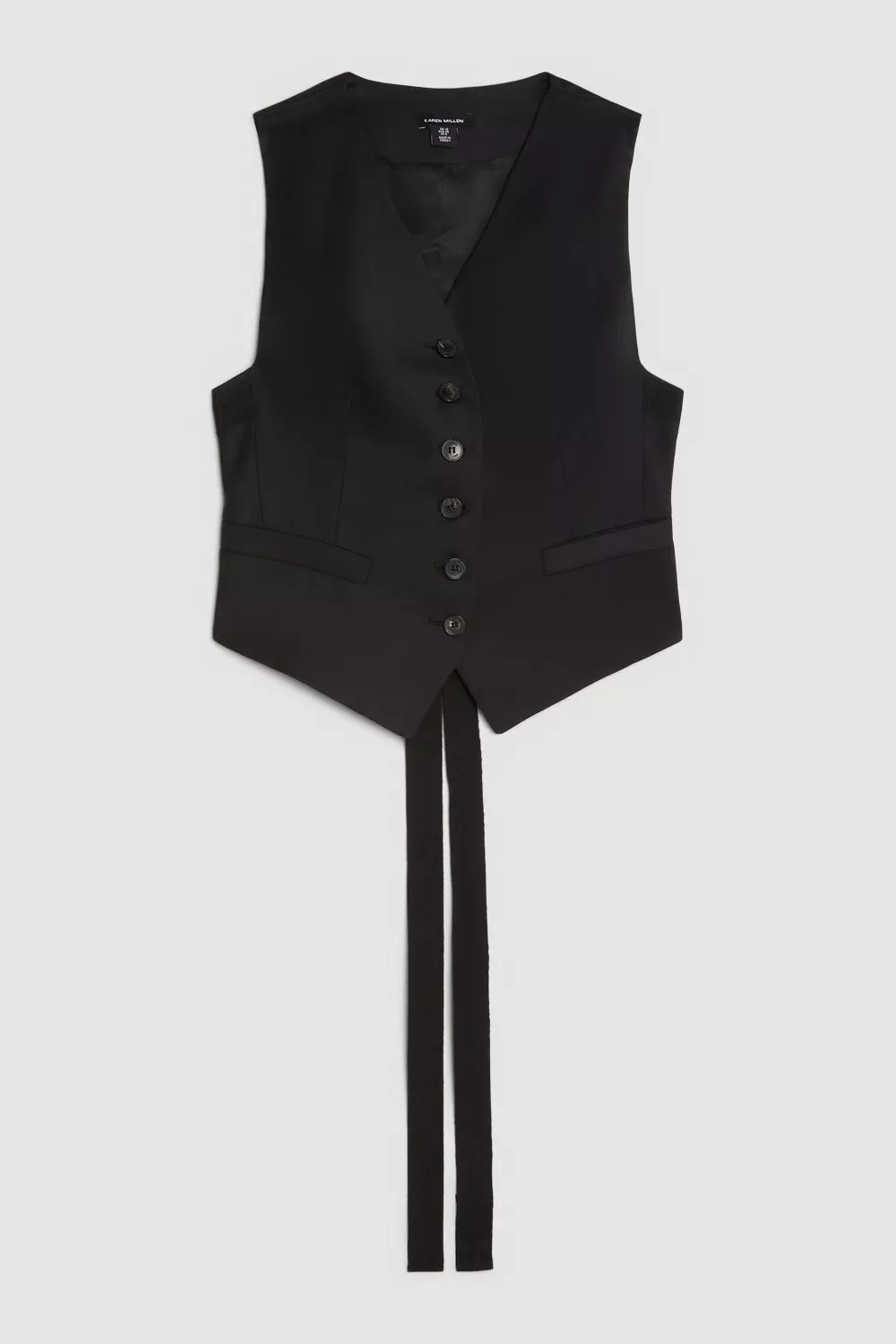 The Founder Tailored Wool Blend Tie Detail Vest | Karen Millen