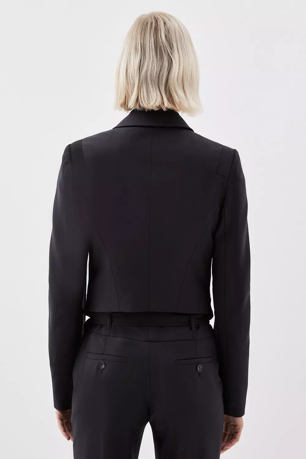 The Founder Tailored Wool Blend Tie Detail Jacket | Karen Millen