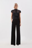 Black The Founder Premium Twill Straight Leg Tailored Trousers