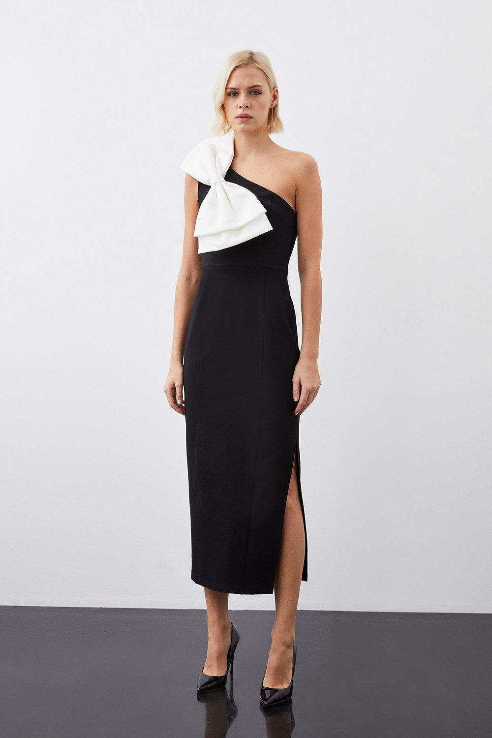 Jersey Ponte Bow Maxi Dress Karen Millen