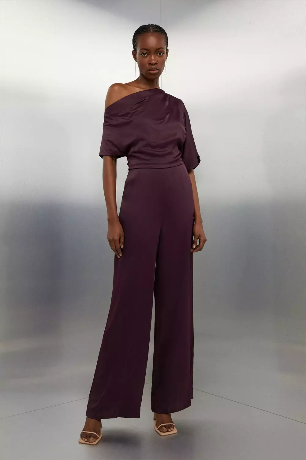 Off the shoulder hot sale wide leg jumpsuit