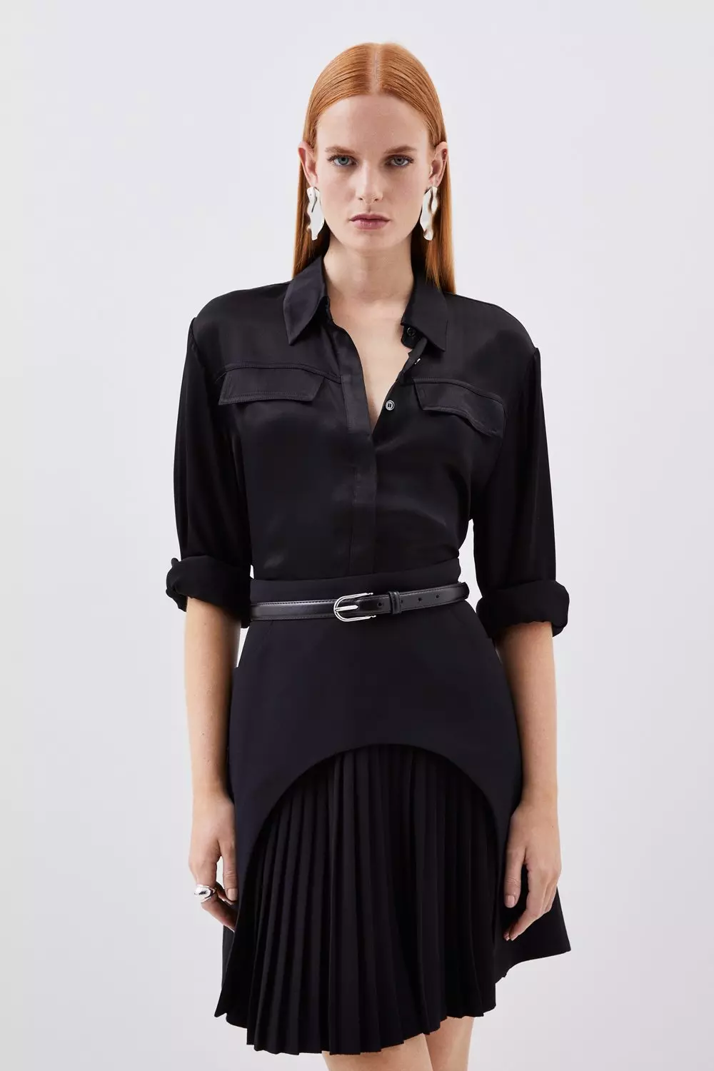 Tailored Military Pleat Mini Skirt