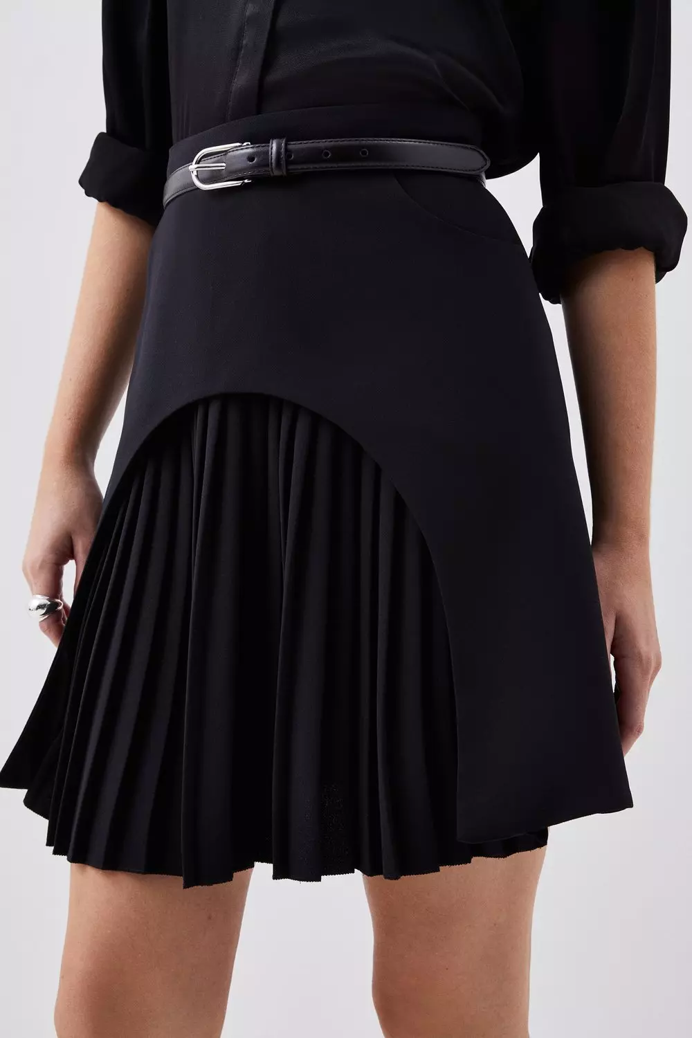 Pleated Tailored Mini Skirt