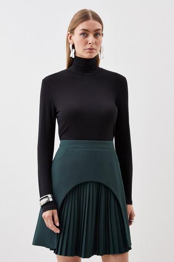 Tailored Military Pleat Mini Skirt forest
