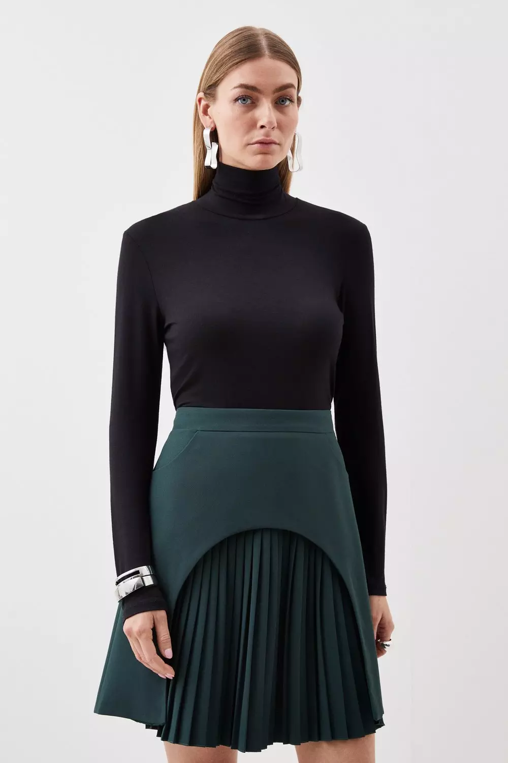 Tailored Pleated Mini Skirt