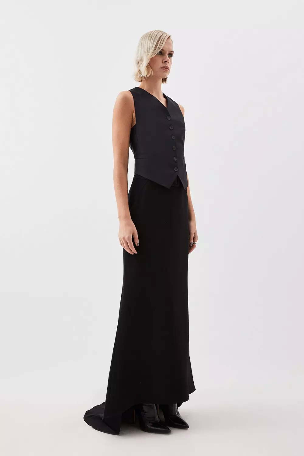 The Founder Compact Stretch Viscose Asymmetric Maxi Skirt